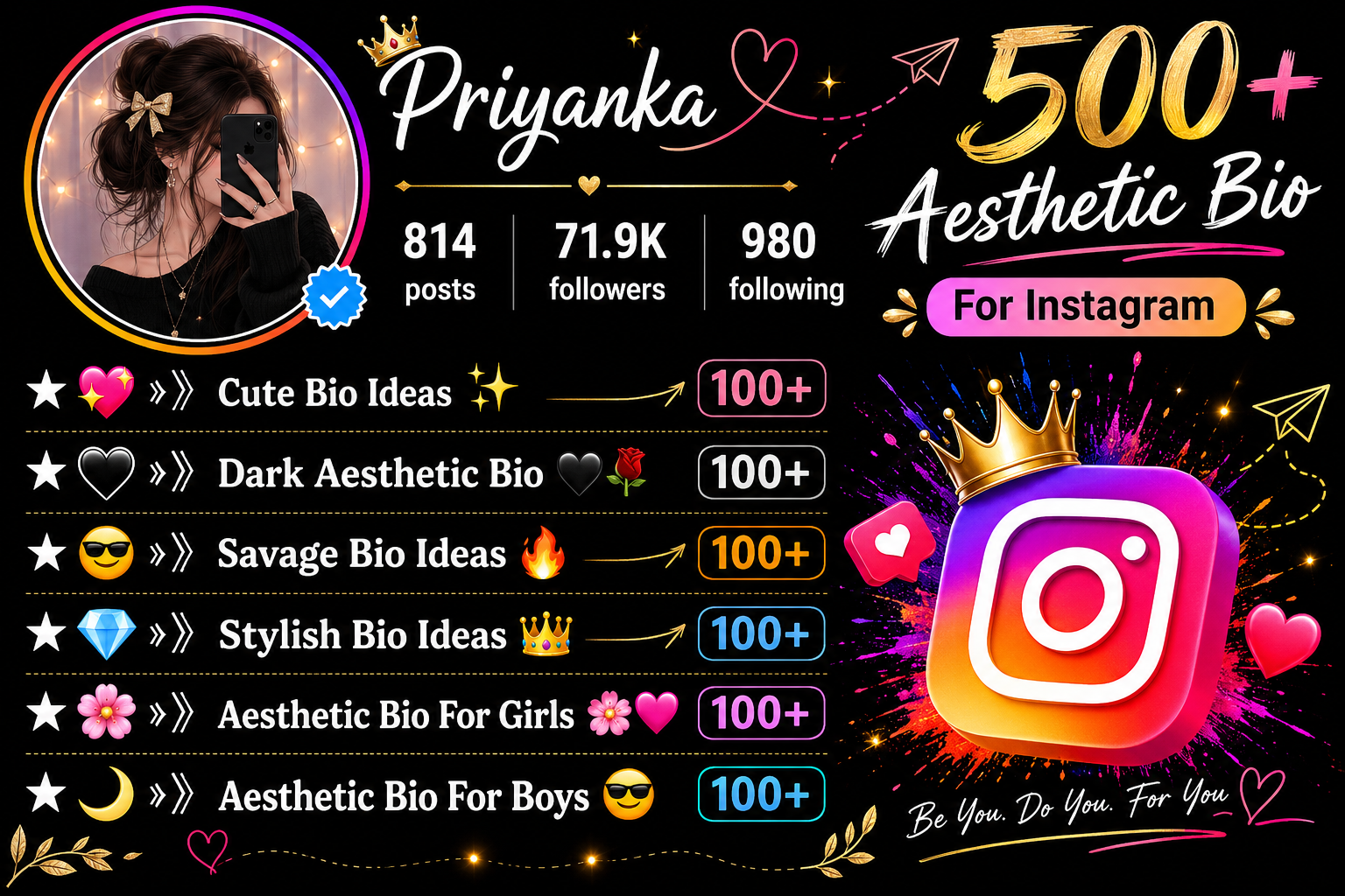 500+ Aesthetic Bio For Instagram: Cute, Dark, Savage & Stylish Bio Ideas For Girls and Boys